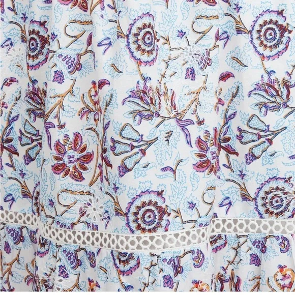 Roller rabbit x target women’s floral tie-shoulder tiered maxi a-line dress-Blue - Picture 4 of 6